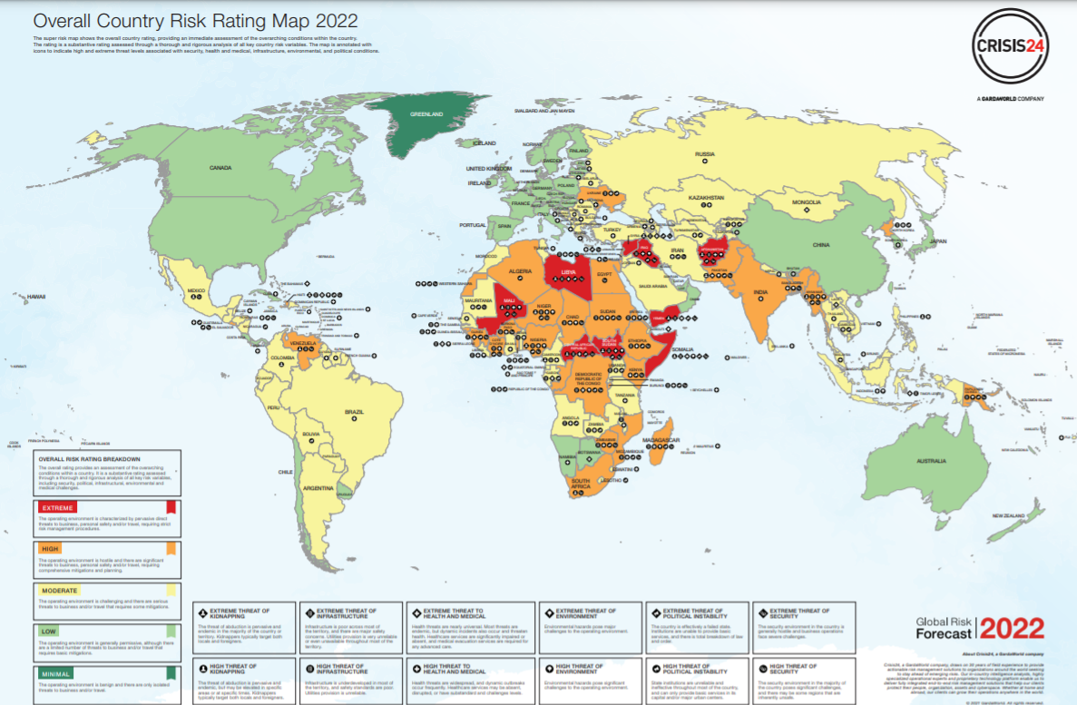 aig travel risk map 2022