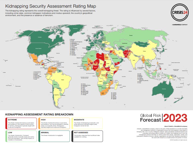 Crisis24 Kidnapping Risk Map